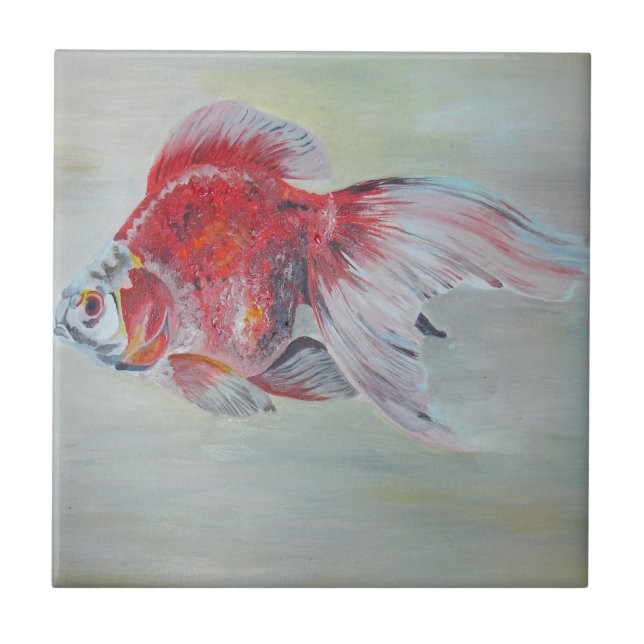 Ryukin Goldfish Acrylic Painting Tile (Front)