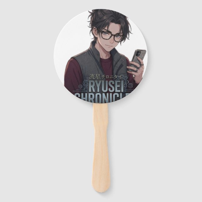 Ryusei-Chronicler Anime Boy - Smart Tech Aesthetic Hand Fan (Front)