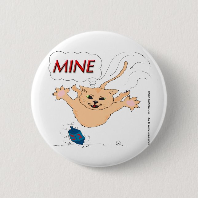 s11 Cat Pouncing on Hanukkah Dradle Pinback Button (Front)