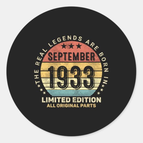 S 90 Awesome Since September 1933 90Th Classic Round Sticker