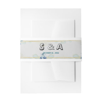 S & A Minimalist Blue Floral Wedding Belly Band