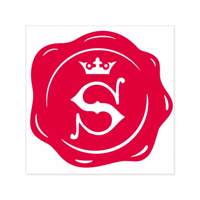 S - Antique Wax Seal Gothic Crown Initial Letter Self-inking Stamp (Design)