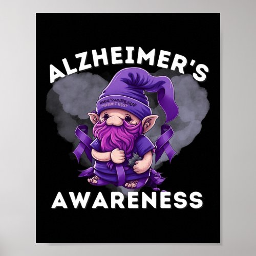 S Awareness Gnomes Heimer Gnome Purple Ribbon  Poster