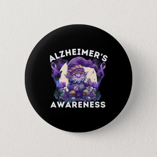 S Awareness Month Heimers Purple Ribbon Gnome  Button