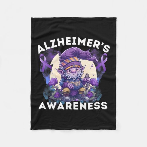 S Awareness Month Heimers Purple Ribbon Gnome  Fleece Blanket