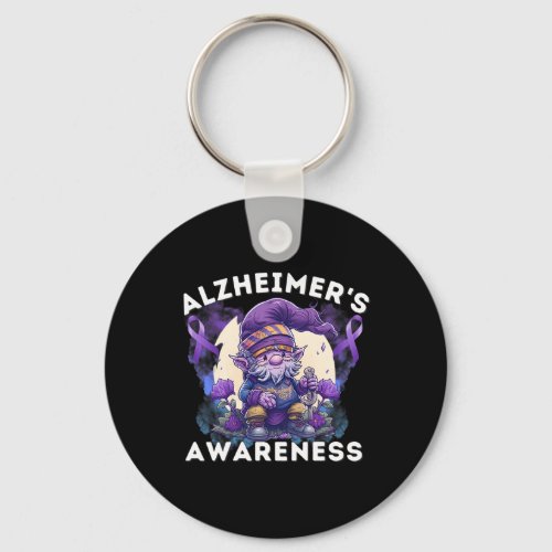 S Awareness Month Heimers Purple Ribbon Gnome  Keychain