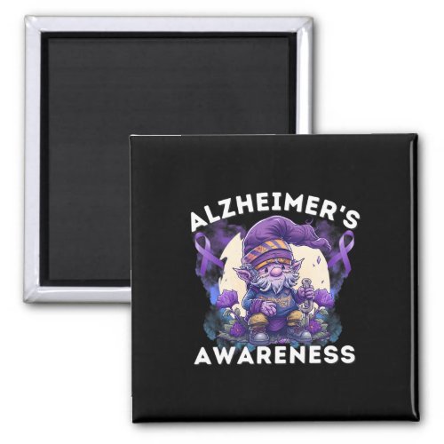 S Awareness Month Heimers Purple Ribbon Gnome  Magnet