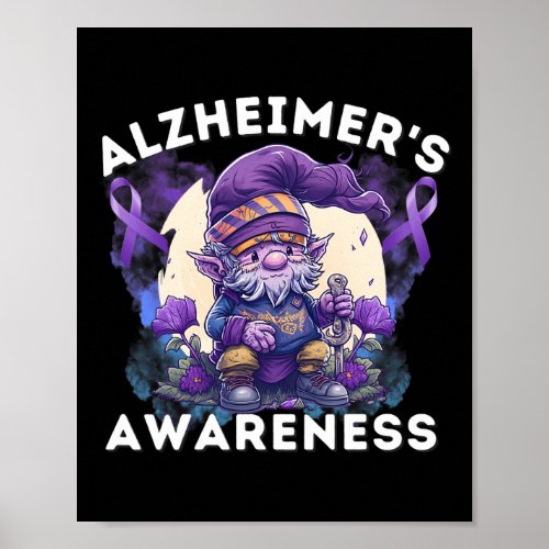 S Awareness Month Heimers Purple Ribbon Gnome  Poster