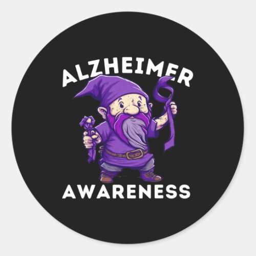 S Awareness Month T Heimer Gnomes T Purple Love  Classic Round Sticker