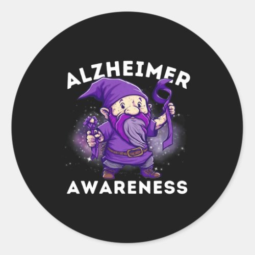 S Awareness Month T Heimer Gnomes T Purple Star  Classic Round Sticker