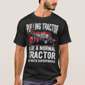 'S Black Tractor Pulling Superpower Fun T-Shirt