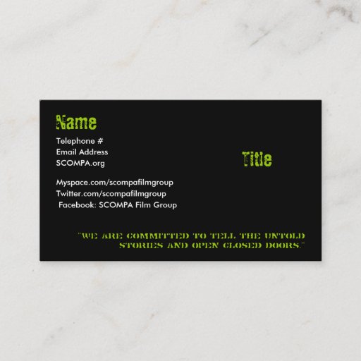 Customizable S.C.O.M.P.A. Business Cards