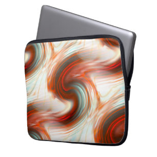 S-curve in oyster beige texture and shaded red on laptop sleeve