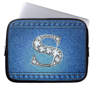 S "Diamond" Denim Stitching Electronics Bag