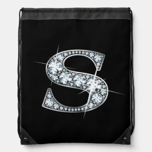 S Faux-"Diamond Bling" Drawstring Bag