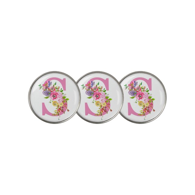 S Floral Golf Ball Marker (3 Up)