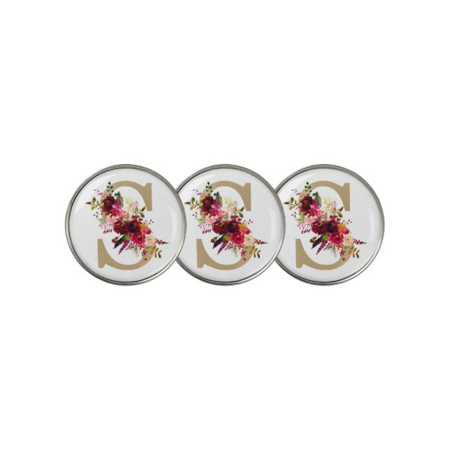 S Floral Golf Ball Marker (3 Up)