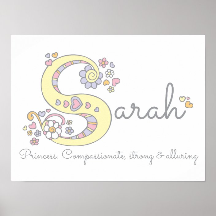 S For Sarah Monogram Letter Art Name Meaning Poster Zazzle Com