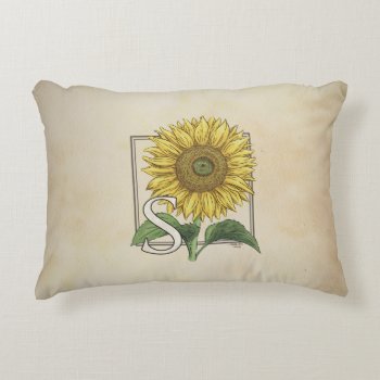 S For Sunflower Floral Alphabet Monogram Decorative Pillow by critterwings at Zazzle