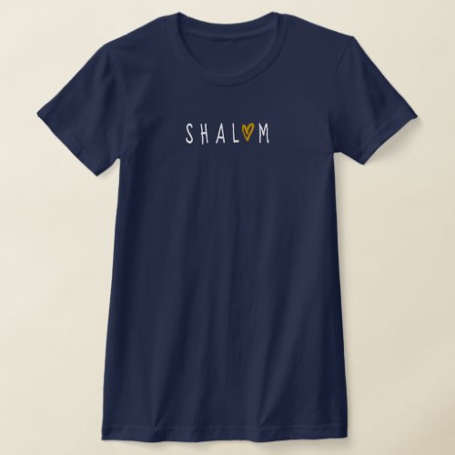 S H A L O M _ on Navy Blue T_Shirt