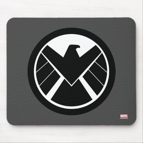 S.H.I.E.L.D Icon Mouse Pad - Avengers Classics | S.H.I.E.L.D white and black logo on dark grey background.