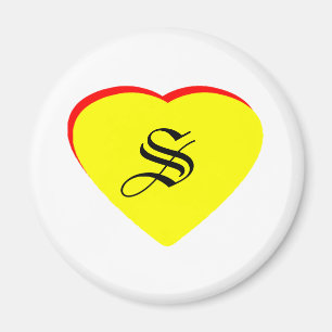 "S" Heart Yellow Red Wedding Invitation The MUSEUM Magnet