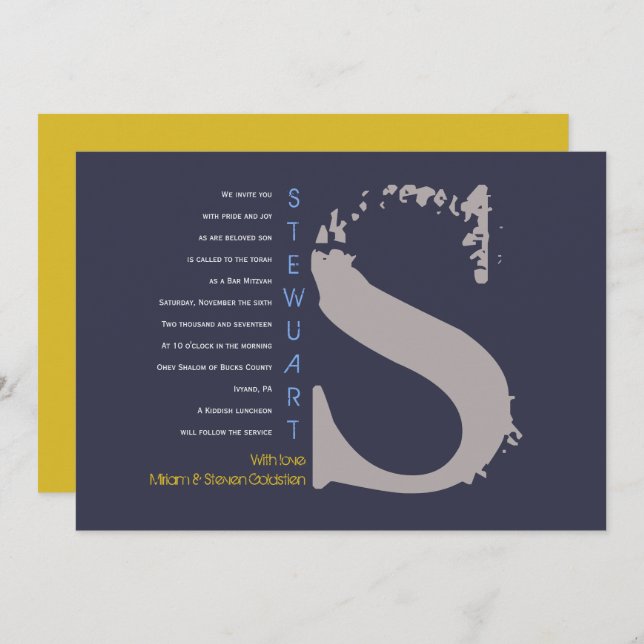 S Initial Collection Bat Bar Mitzvah Invitation (Front/Back)
