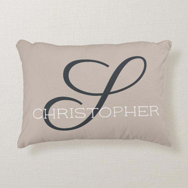 S Initial Elegant Taupe Tan Monogram  Accent Pillow (Front)