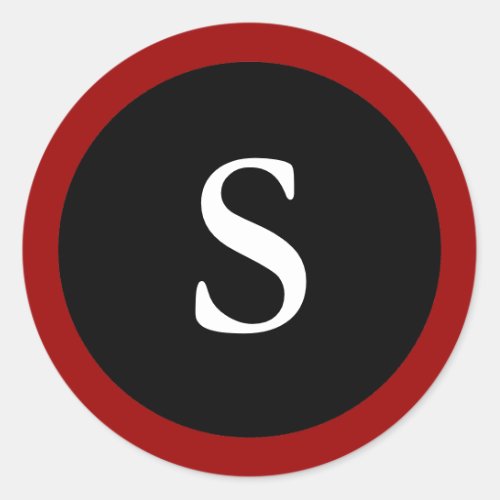 S  Initial S Letter S  Red White  Black Sticker