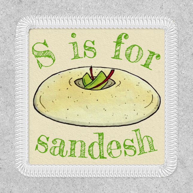 S IS FOR Sandesh Bengal Indian Sweet Mithai Patch (Front)
