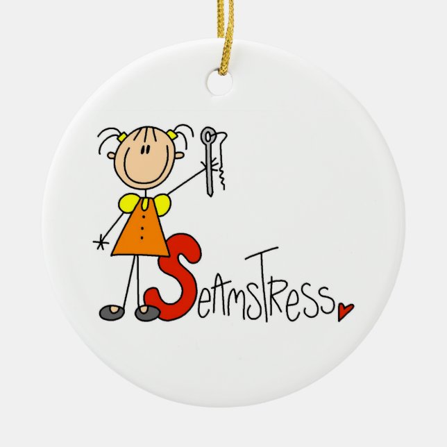 S is for Seamstress Ceramic Ornament (Front)
