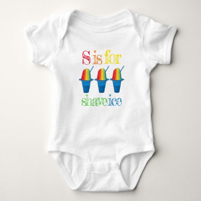 S is for Shave Ice Hawaiian Rainbow Dessert Hawaii Baby Bodysuit (Front)