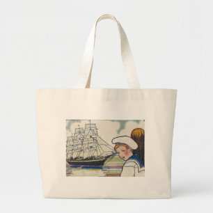 S is for ship large tote bag