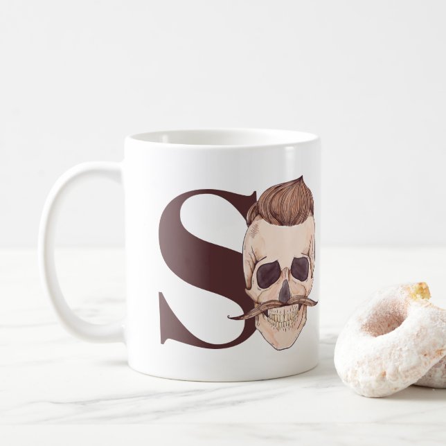 S is for Skeleton | Hipster Skeleton Coffee Mug (With Donut)