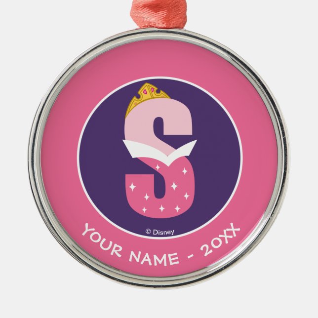 S is for Sleeping Beauty | Add Your Name Metal Ornament (Front)
