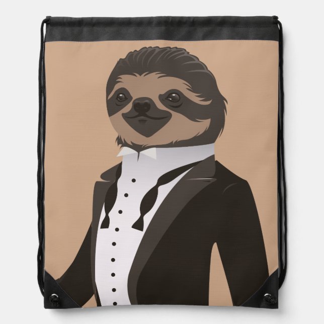 S is for Sloth in a Smoking Drawstring Bag (Front)
