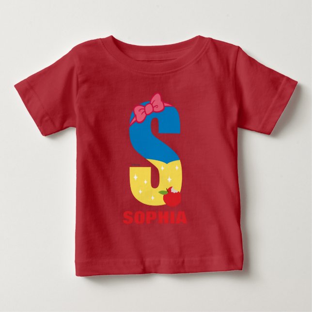 S is for Snow White | Add Your Name Baby T-Shirt (Front)