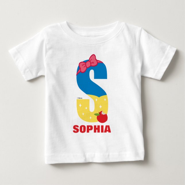S is for Snow White | Add Your Name Baby T-Shirt (Front)