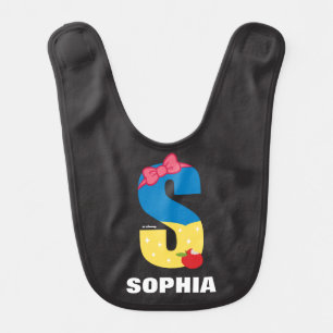S is for Snow White Add Your Name Bib