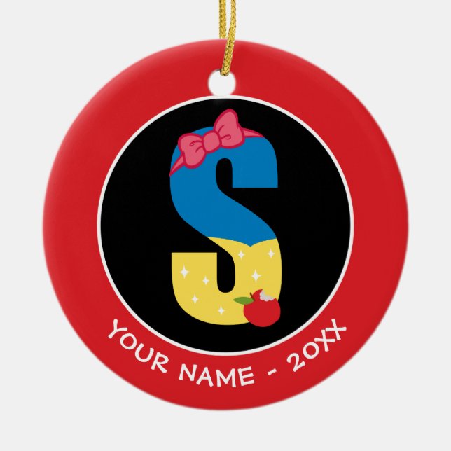 S is for Snow White | Add Your Name Ceramic Ornament (Front)