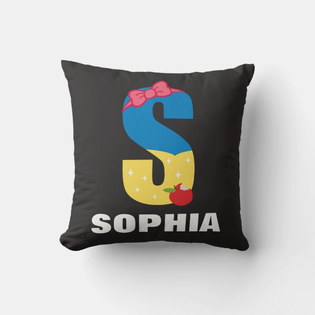 S is for Snow White | Add Your Name Throw Pillow (Front)