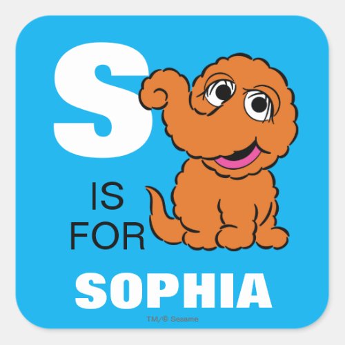 S is for Snuffleupagus  Add Your Name Square Sticker
