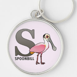 S is for Spoonbill Premium Round Keychain