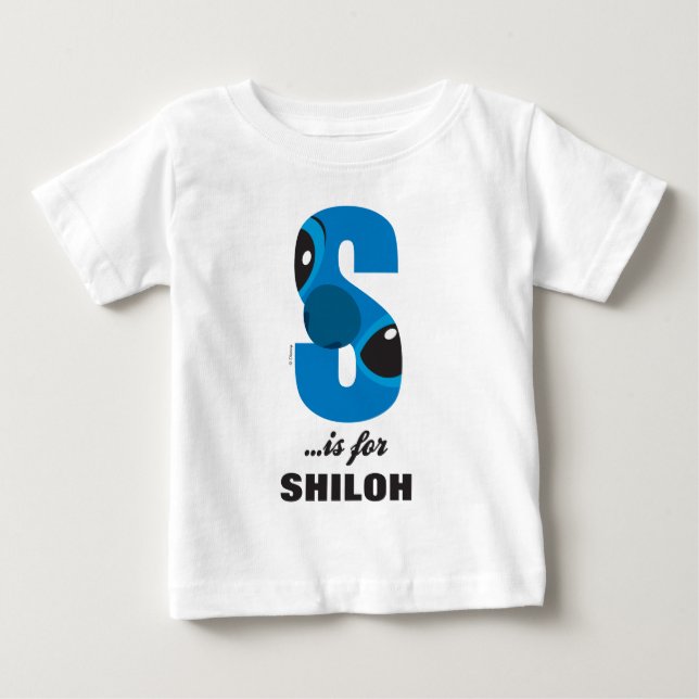 S is for Stitch | Add Your Name Baby T-Shirt (Front)