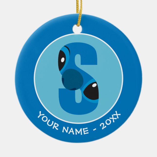 S is for Stitch | Add Your Name Ceramic Ornament (Front)
