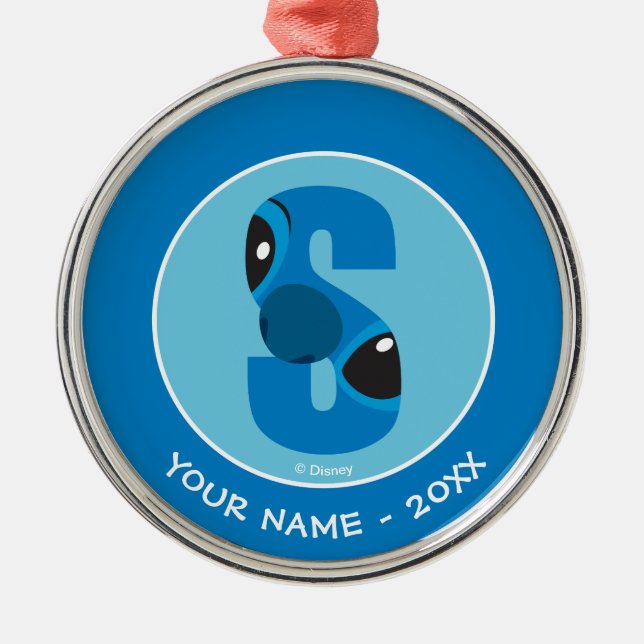 S is for Stitch | Add Your Name Metal Ornament (Front)