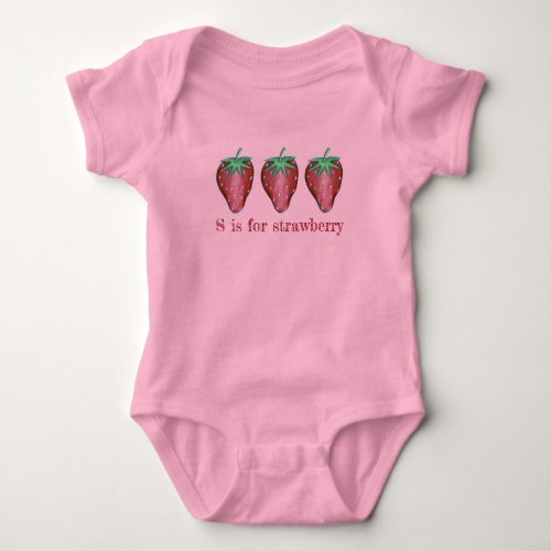 S is for Strawberry Red Strawberries Fruit ABCs Baby Bodysuit