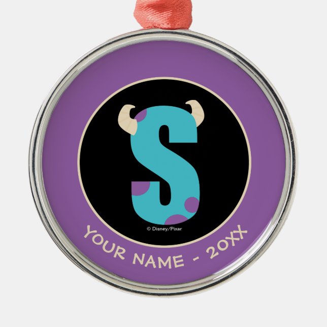 S is for Sulley | Add Your Name Metal Ornament (Front)