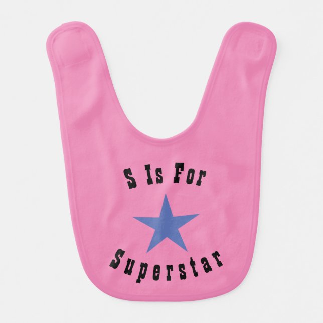 S Is For Superstar Baby Bib (Front)