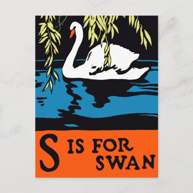 S is for Swan Poster Postcard (Front)